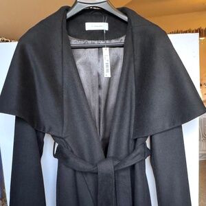 NWT Elie Tahari Marla Wool Blend Belted Lined Coat Size Large